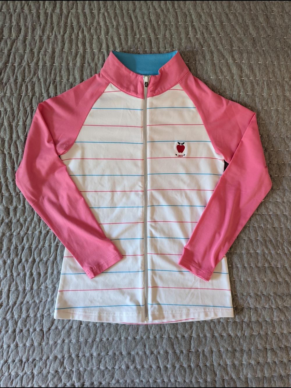 FootJoy Girls Pink & White Striped Full-Zip Golf Jacket - Like New - Size M